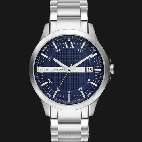 Armani Exchange Hampton AX2132 Men's Chronograph – Blue Dial with Silver Stainless Steel Bracelet