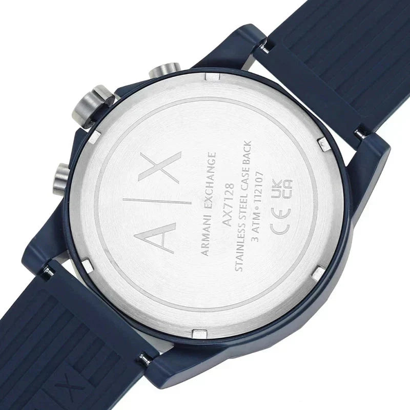 Armani Exchange Outerbanks AX7128 Men's Chronograph Watch – Blue Dial with Blue Silicone Strap