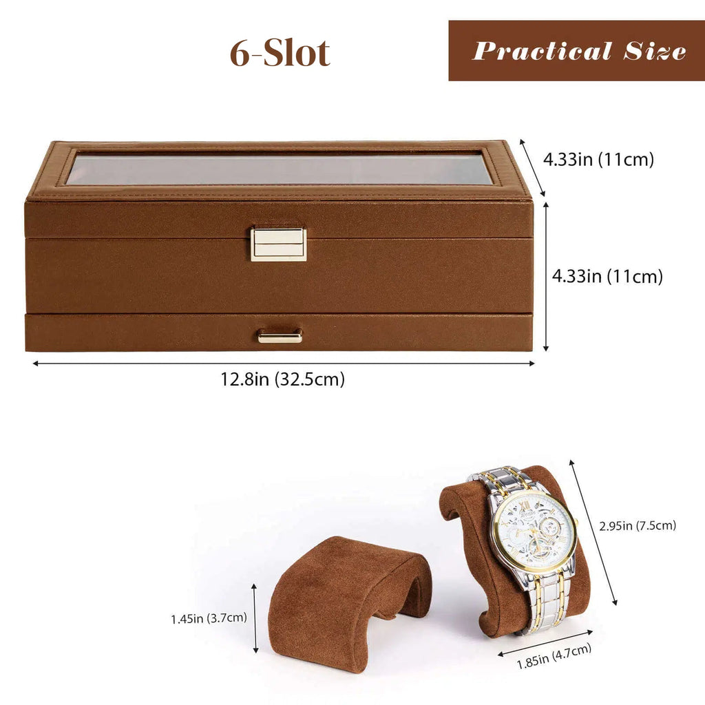 2-Layer Watch Box with Glass Lid, Jewelry Organizer Display Case | ProCase
