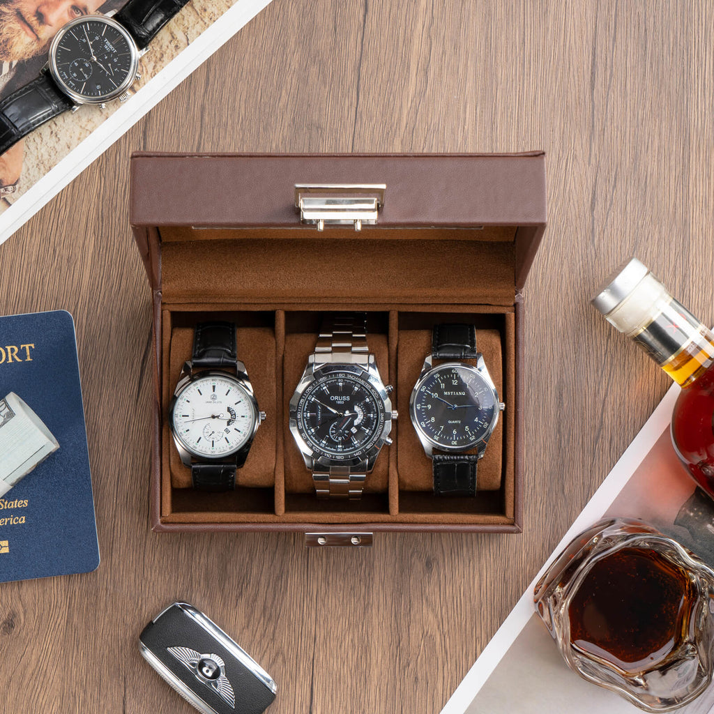 Watch Box with Glass Lid, 3-18 Slots PU Leather Watch Storage Organizer & Display Case | ProCase