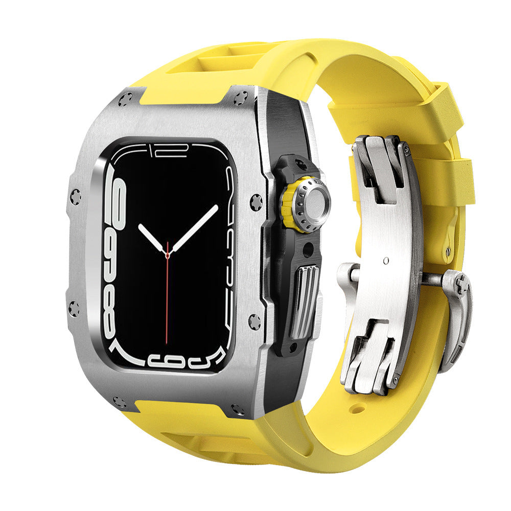 RM Series Fluororubber Band Stainless Steel Case Retrofit Kit For Apple Watch