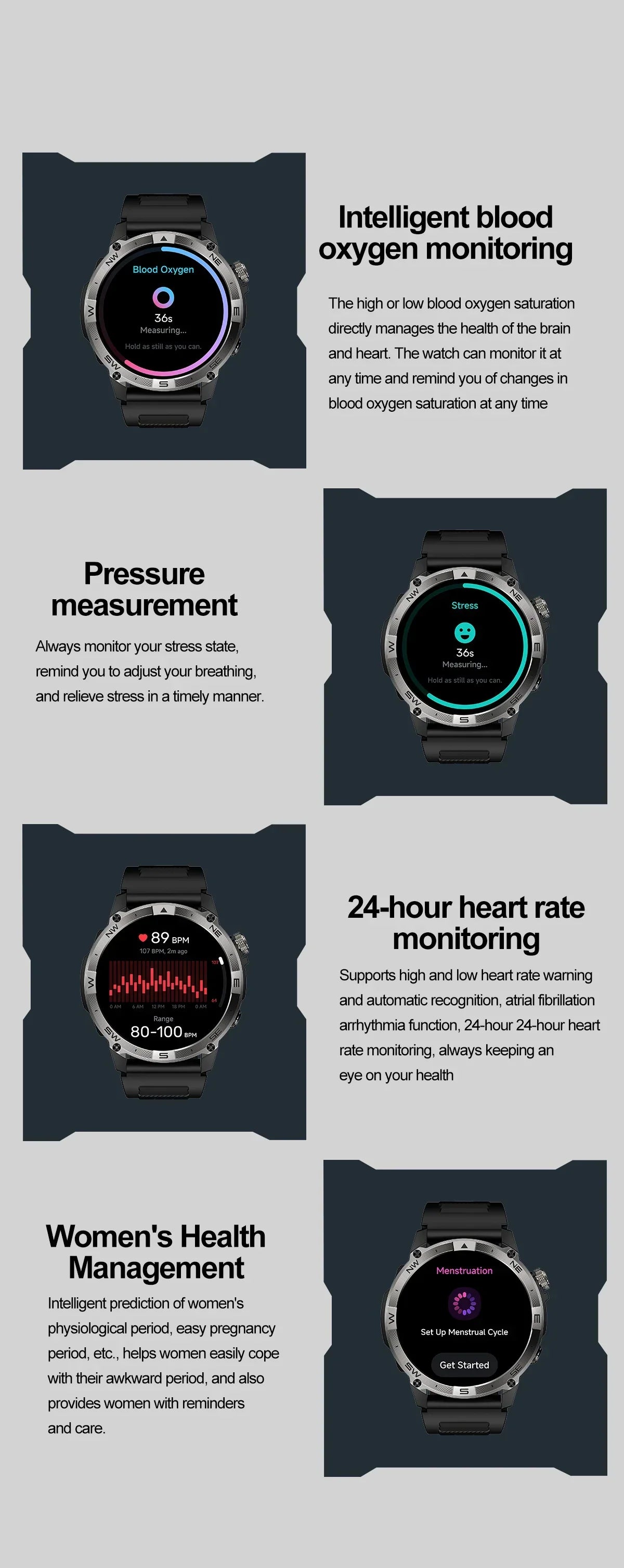 AMOLED Smart Watch - North Edge - GPS Smartwatch