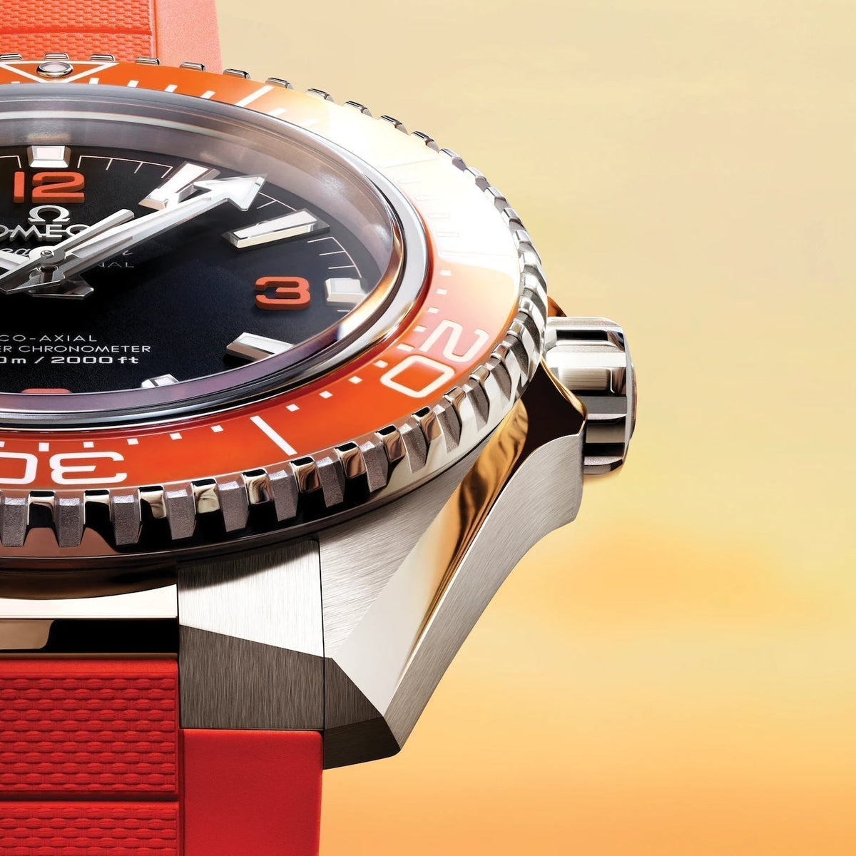 OMEGA Seamaster Planet Ocean 600M 42mm - Black and Orange on Orange Rubber Strap